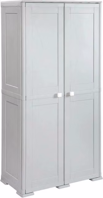 Armadio Tontarelli a 2 Ante Grigio con 2 Ripiani, Mobile Verticale Salvaspazio L: 79 cm, P: 43 cm, H: 164 cm – 1