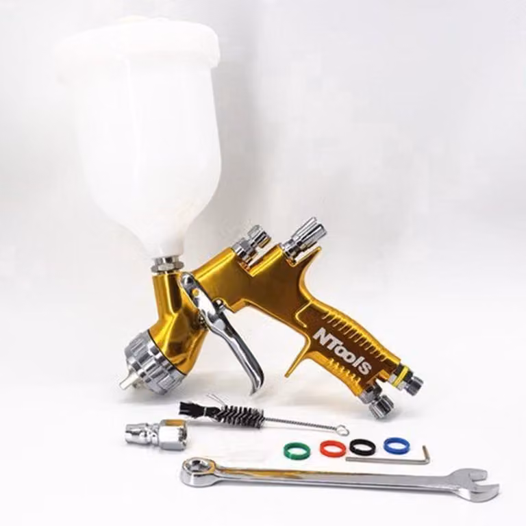 Pistola a spruzzo con ugello da 1,3 mm e serbatoio da 600 cc - Sistema HVLP - Colore nero - Adatta per auto e verniciatura