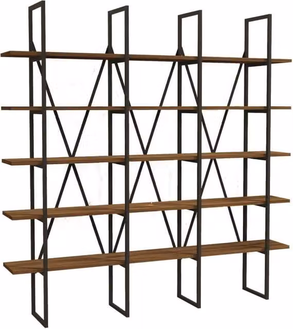 Libreria in legno "Beylerbeyi" - 160 x 26 x 160 cm - Noce canaletto