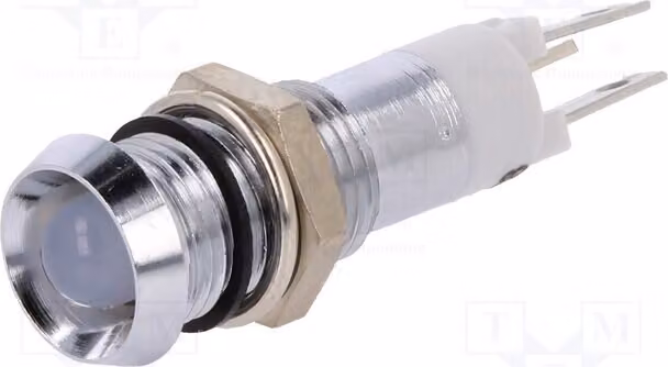 1 x Indicatore luminoso: LED, 24÷28 VDC, grado di protezione IP67, foro di montaggio: Ø 8,2 mm, concavo, metallo, modello SWBE08214