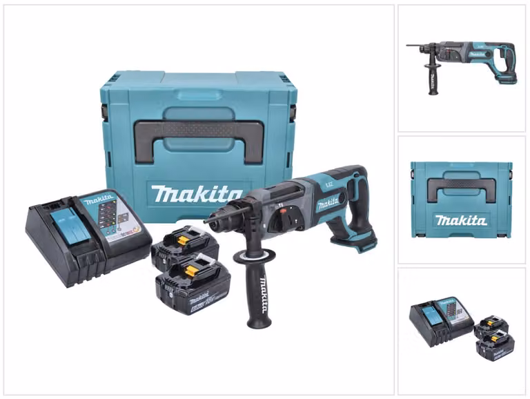 Makita DHR 241 RGJ Tassellatore a batteria 18V con attacco SDS-Plusin valigetta Makpac + 2x Batterie 6,0 Ah + Caricatore