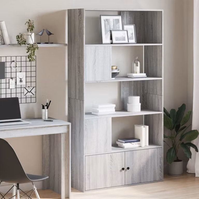 Libreria moderna vidaXL in legno e MDF Grigio, L 100 cm x P 36 cm x H 189 cm