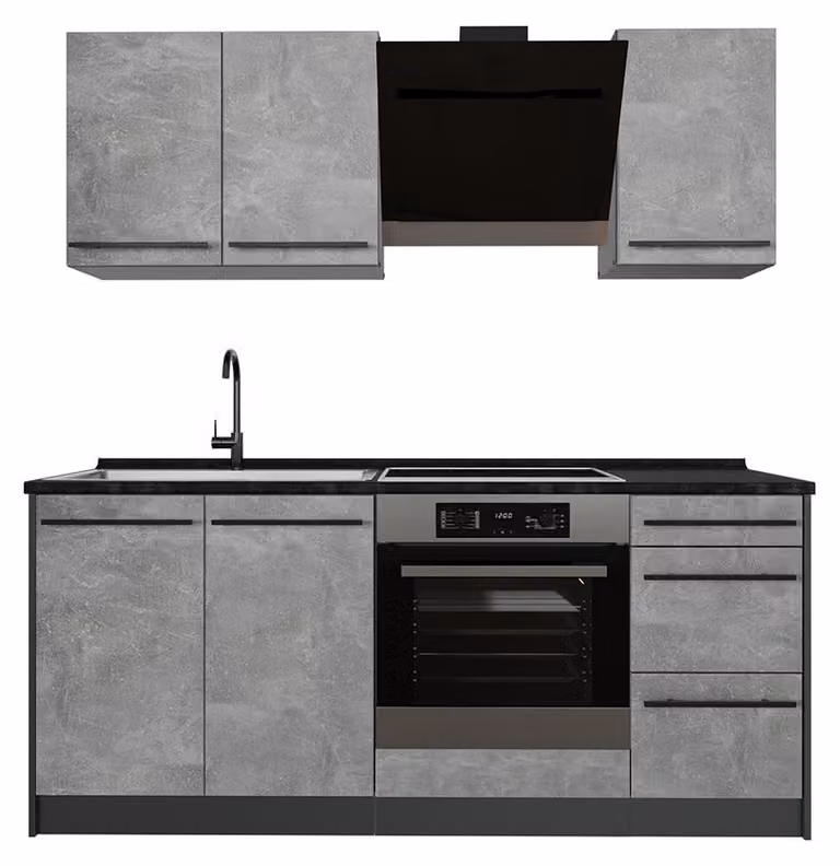 Cucina monoblocco Vicco R-Line Calcestruzzo/Antracite 180 cm senza piano di lavoro, Model 66980