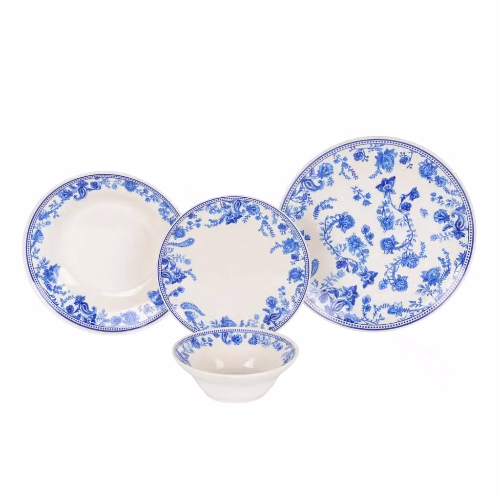 Servizio Piatti DMORA in Ceramica con Motivo Floreale, Set da 24 Pezzi, Multicolore – 2