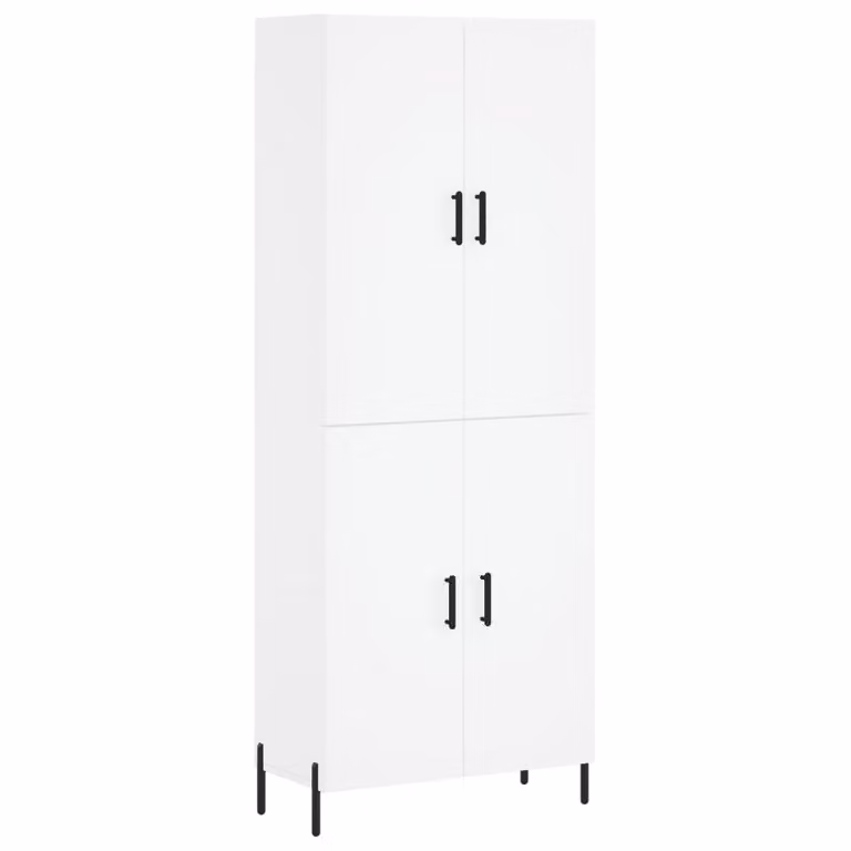 Credenza Bianca 69,5x34x180 cm in Legno Multistrato