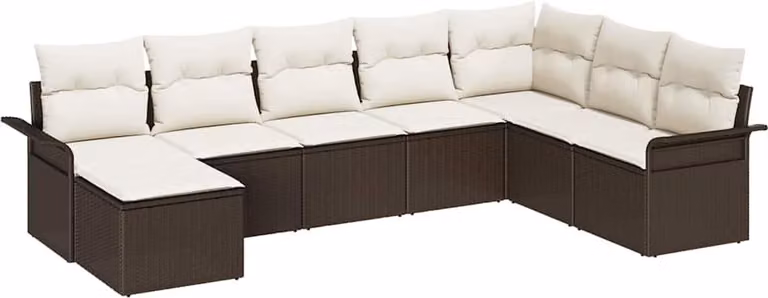Set Divano da Giardino con cuscino 8 pcs Marrone polyrattan
