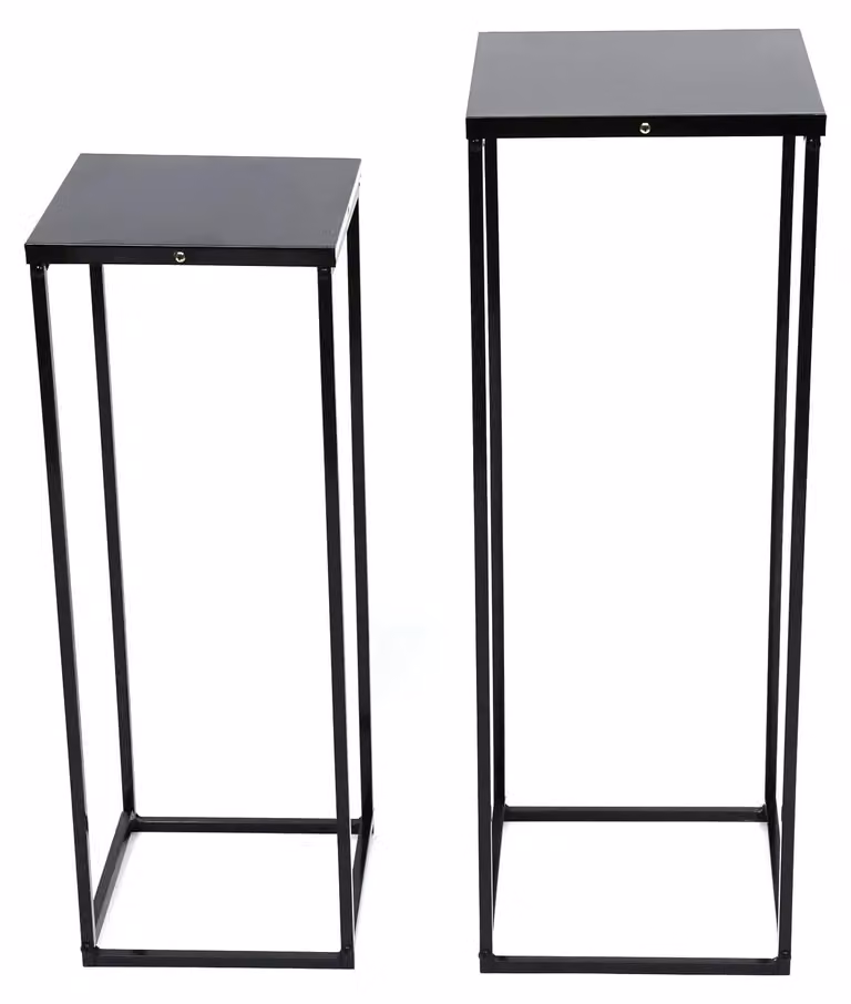 Supporto per piante, composto da due pezzi - Porta vaso quadrato - Scaffale angolare per vasi - Porta vaso da finestra - Metallo - Nero