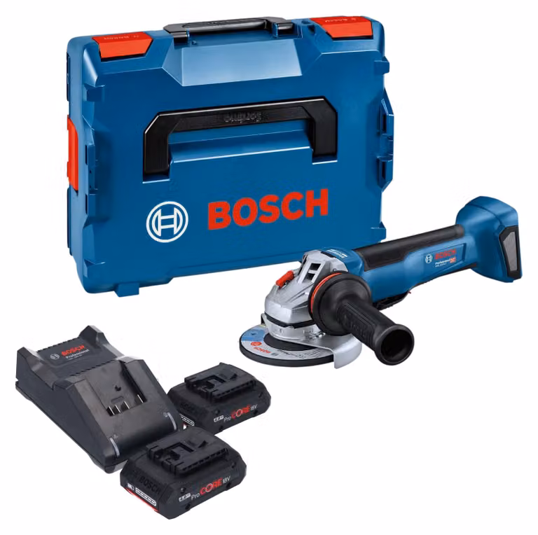 Smerigliatrice angolare a batteria Bosch GWS 18V-10 P Professional 18 V 125 mm Brushless + 2 batterie ProCORE da 4,0 Ah + caricabatterie + L-Boxx
