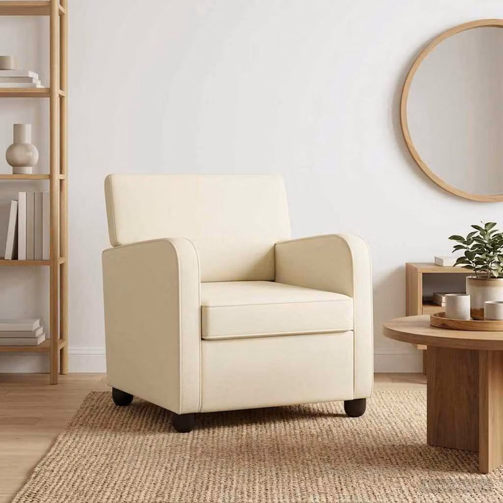 Poltrona moderna vidaXL in velluto beige con braccioli per soggiorno e camera da letto