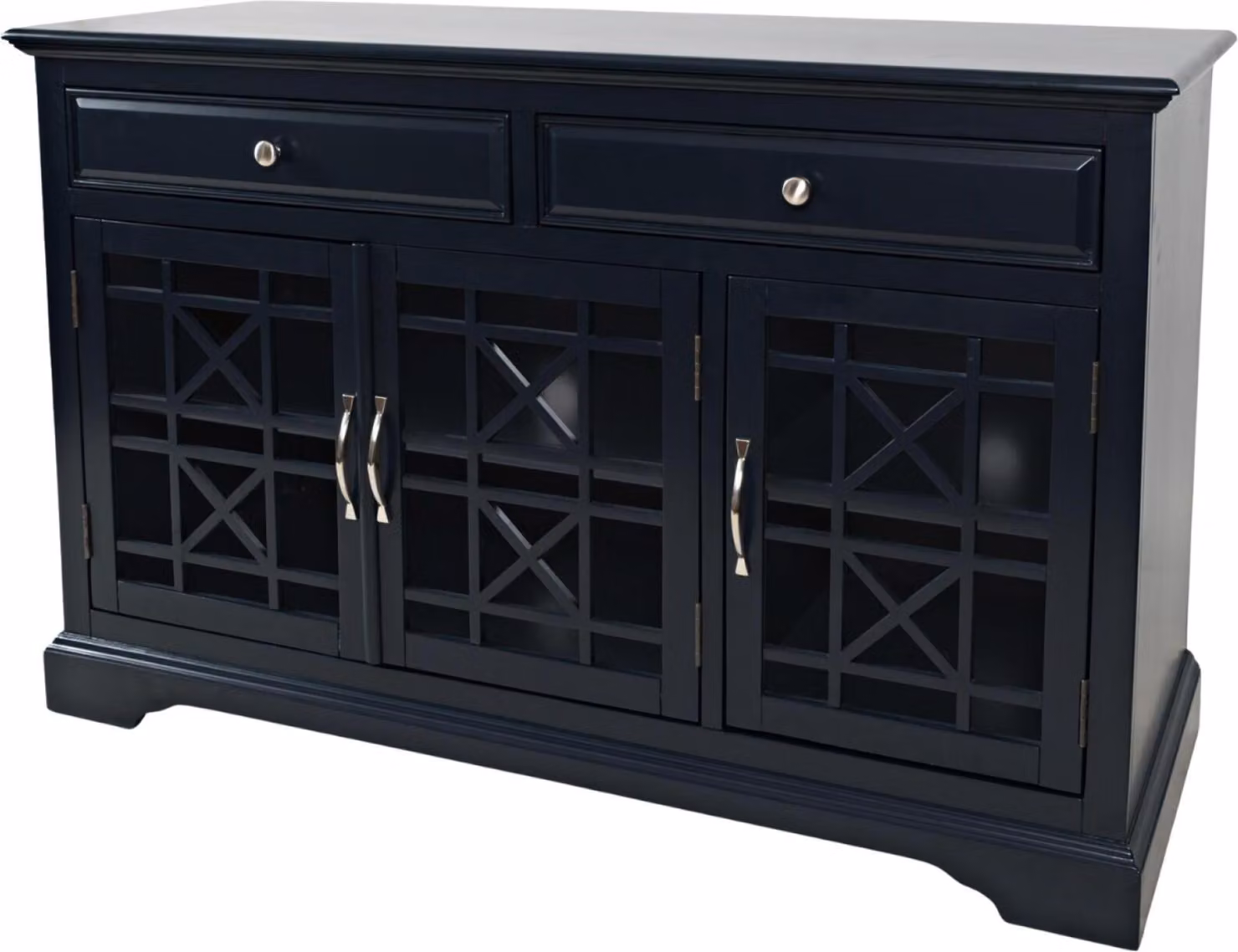 FURNLUX Credenza Avola blu navy e argento 127cm / Colore principale: Blu / Dimensioni: 127 x 82 x 49 cm