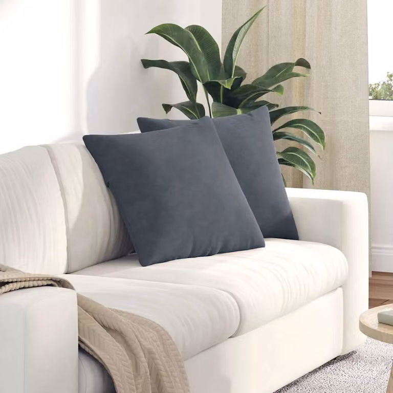 Set di 2 cuscini da divano quadrati vidaXL in velluto a coste grigio, L 50 cm x P 50 cm x H 50 cm