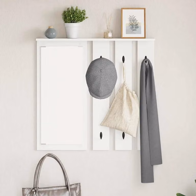 vidaXL Appendiabiti a muro moderno in bianco L: 84 cm, P: 10 cm, H: 80 cm