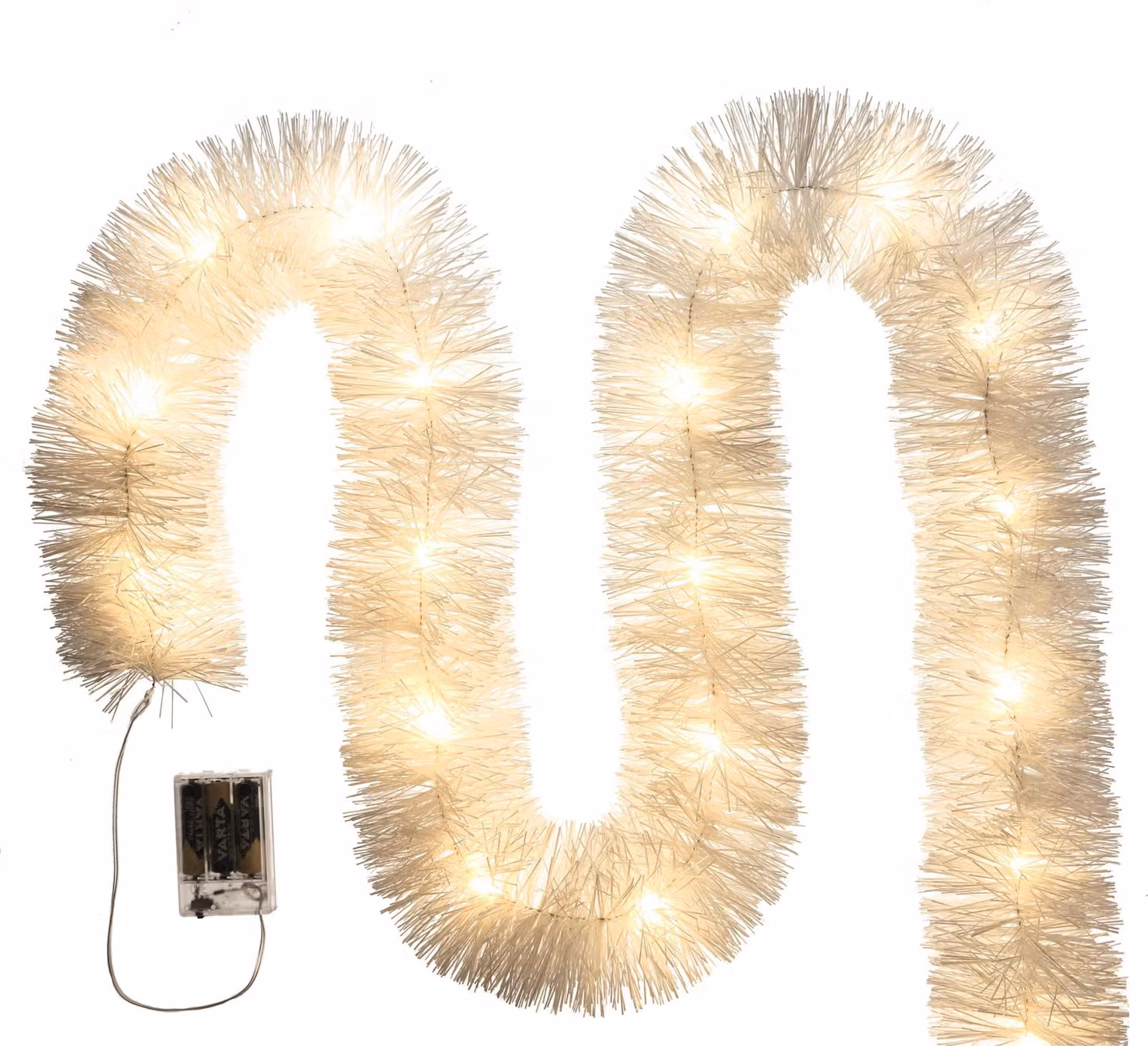 Catena luminosa a LED, bianca, a batteria, per albero di Natale, 6 metri