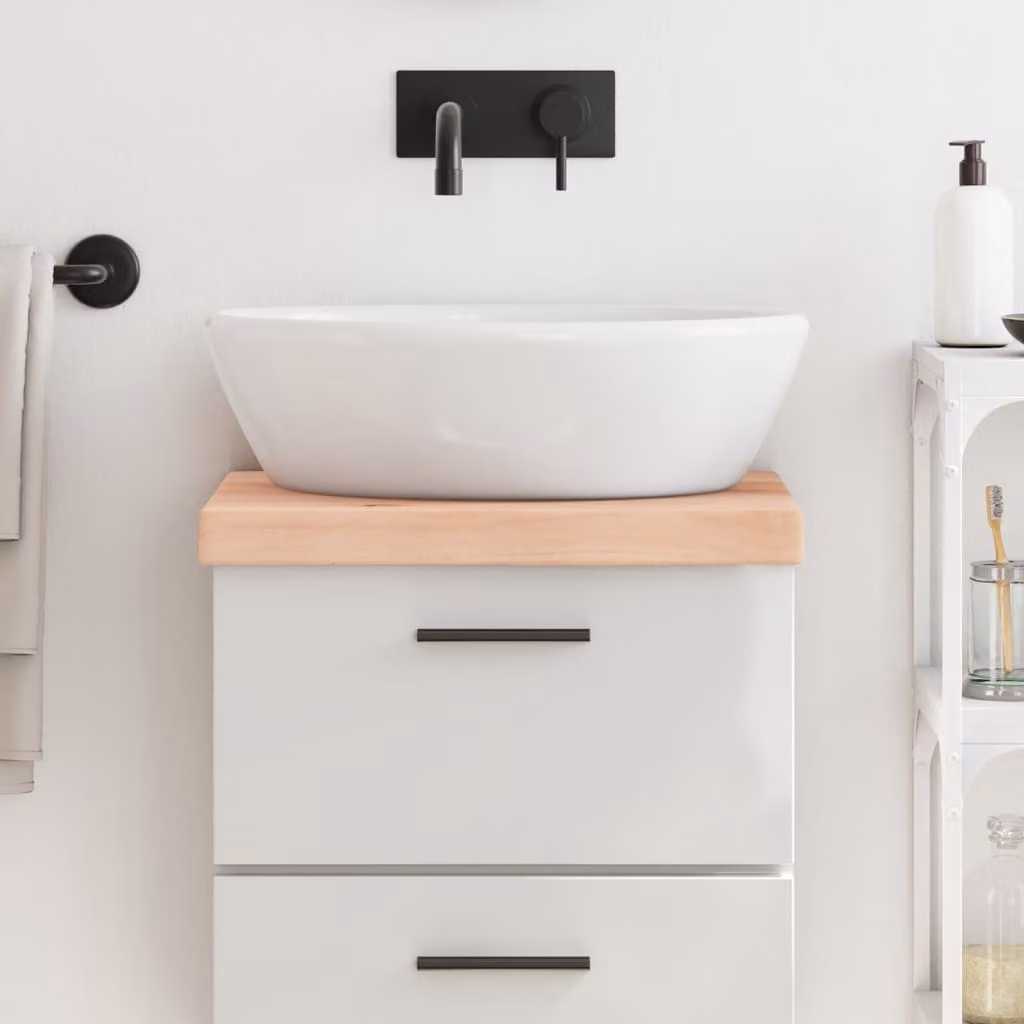 Piano Bagno vidaXL in Legno Massello Non Trattato, Colore Marrone, L/P/H: 40 x 40 x 40 cm