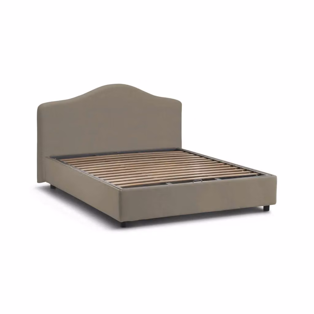 Letto Matrimoniale Talamo Italia con Contenitore a Alzata, Rivestimento in Tessuto Grigio, L/P: 160 x 190 cm – 2