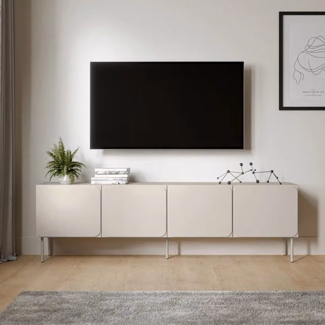 Mobile porta TV Mornago DMORA con un ripiano, beige, L 200 x P 42 x H 60 cm – 1