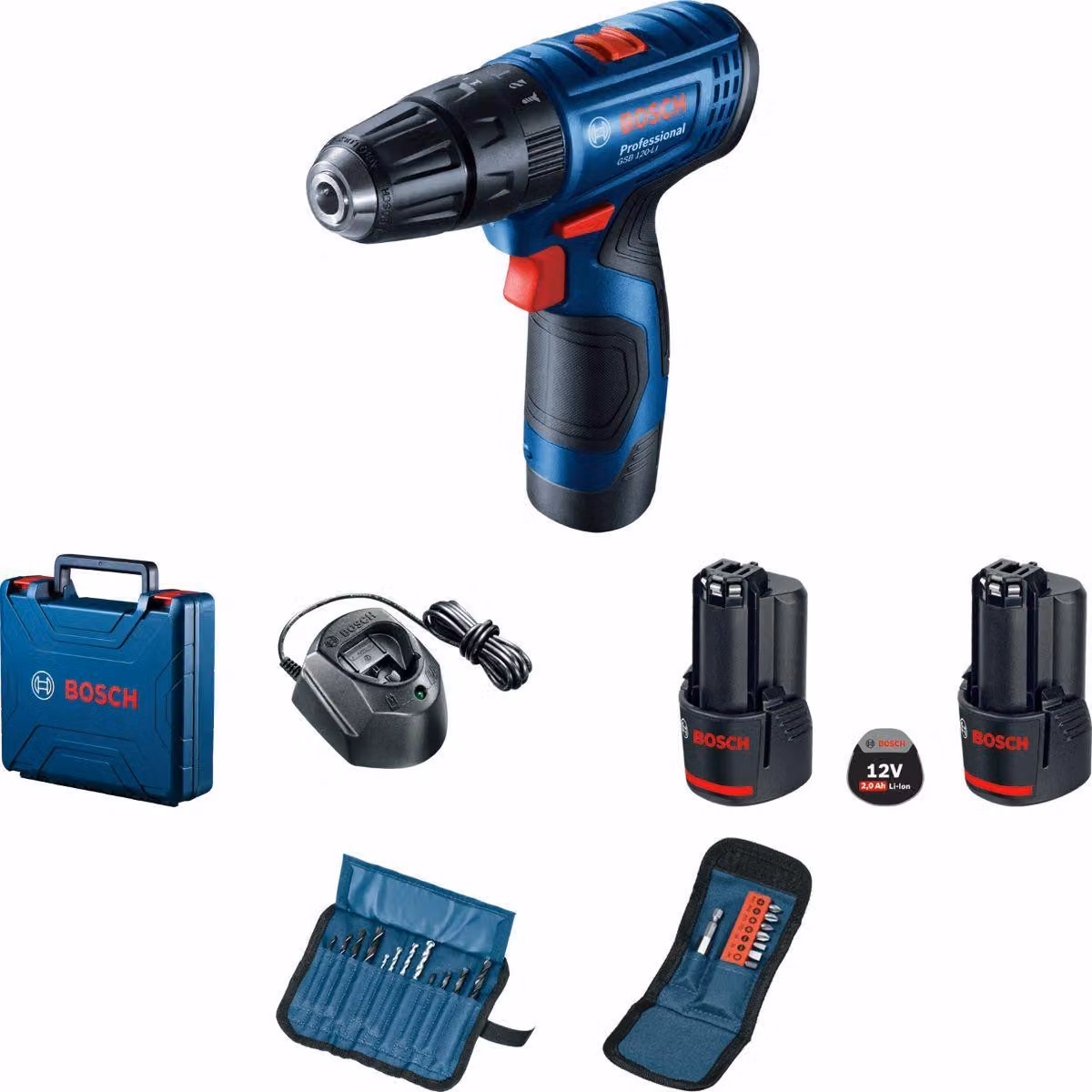 GSB 120-LI 06019G8100 Trapano avvitatore a batteria 12V (2x 2,0 Ah) incl. accessori in valigetta