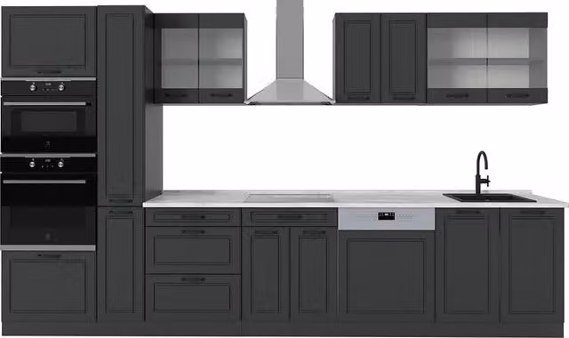 Cucina Vicco R-Line Antracite con Piano in Marmo, Modello Rustico, L: 350 cm