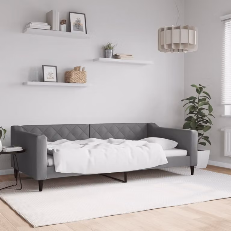 Maison Exclusive - Letto a giorno, colore grigio scuro, 100x200 cm, tessuto