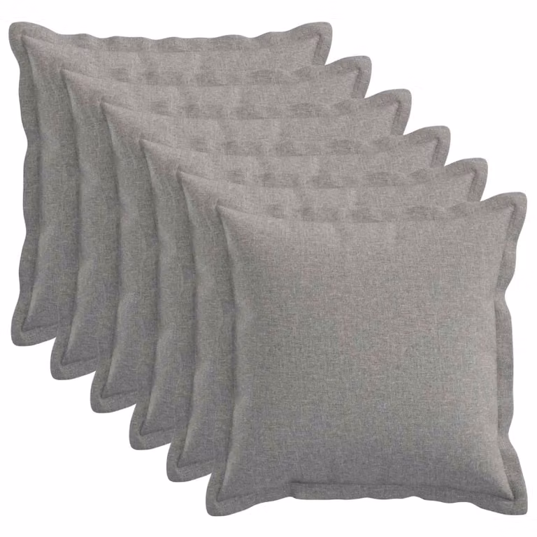 Set di 6 cuscini vidaXL HOUTEN in lino, colore Grigio Nuvola, L/P/H: 40 x 40 x 40 cm