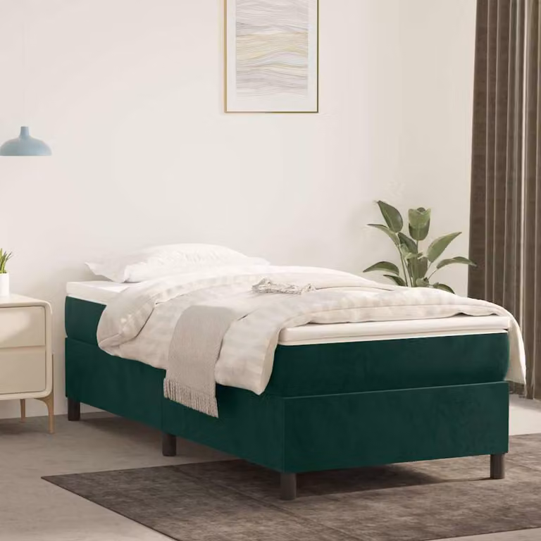 Struttura Letto a Rete a Molle vidaXL in Velluto Verde, L/P: 100 x 200 cm