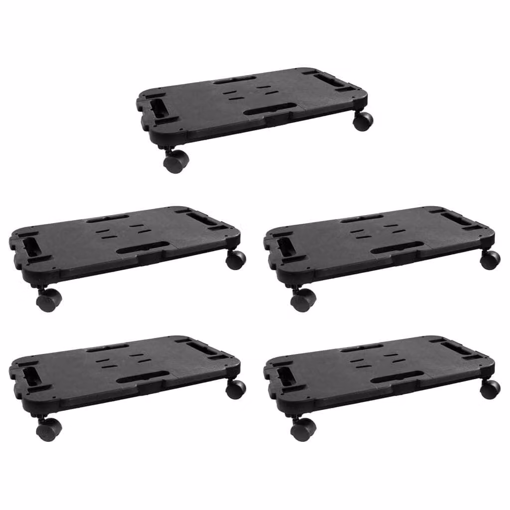 Living Store, set di 5 contenitori trasportabili, colore nero, materiale: polipropilene, capacità massima: 200 kg