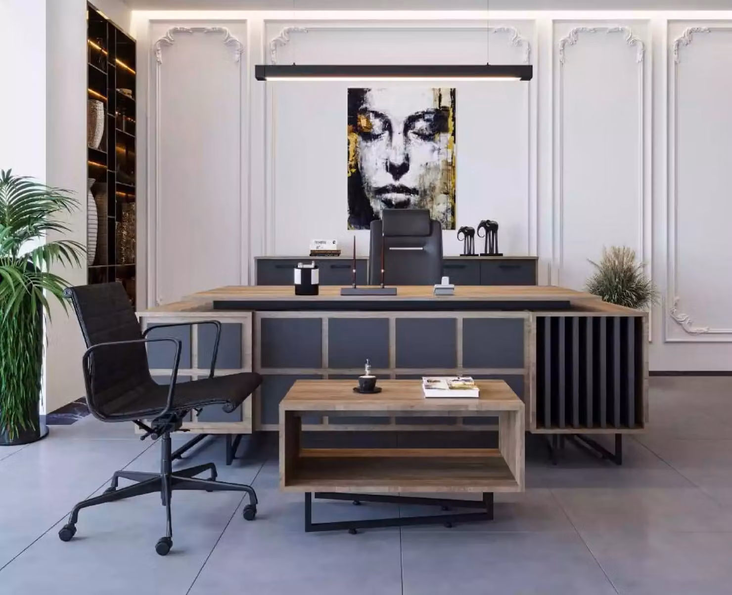 Chef Büro Möbel Set Schreibtisch Couchtisch Aktenschrank Tisch 3tlg. Sets
