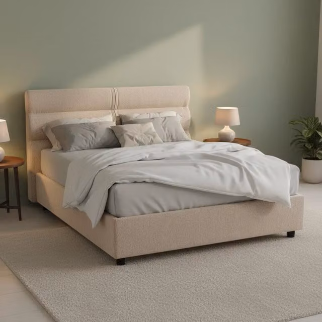 Letto Briosco con Materasso Incluso, Base con Contenitore Lift-Up, Grigio e Beige, L/P: 120 x 200 cm