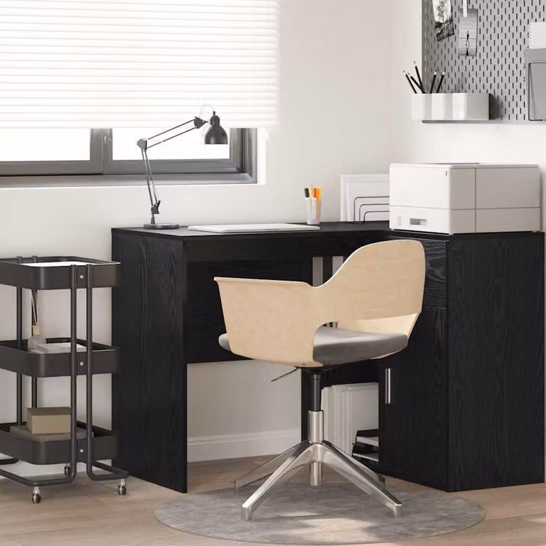 Maison Exclusive - Scrivania, finitura effetto legno nero rovere, realizzata in materiale composito