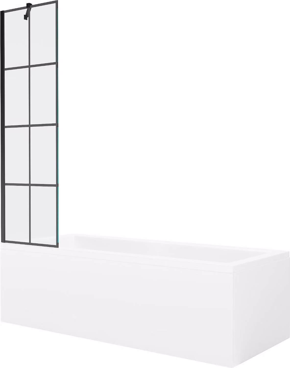 Mexen Cubik vasca rettangolare 160 x 70 cm con rivestimento e paravento 1 anta 50 cm, motivo nero - 550316070X9505007077