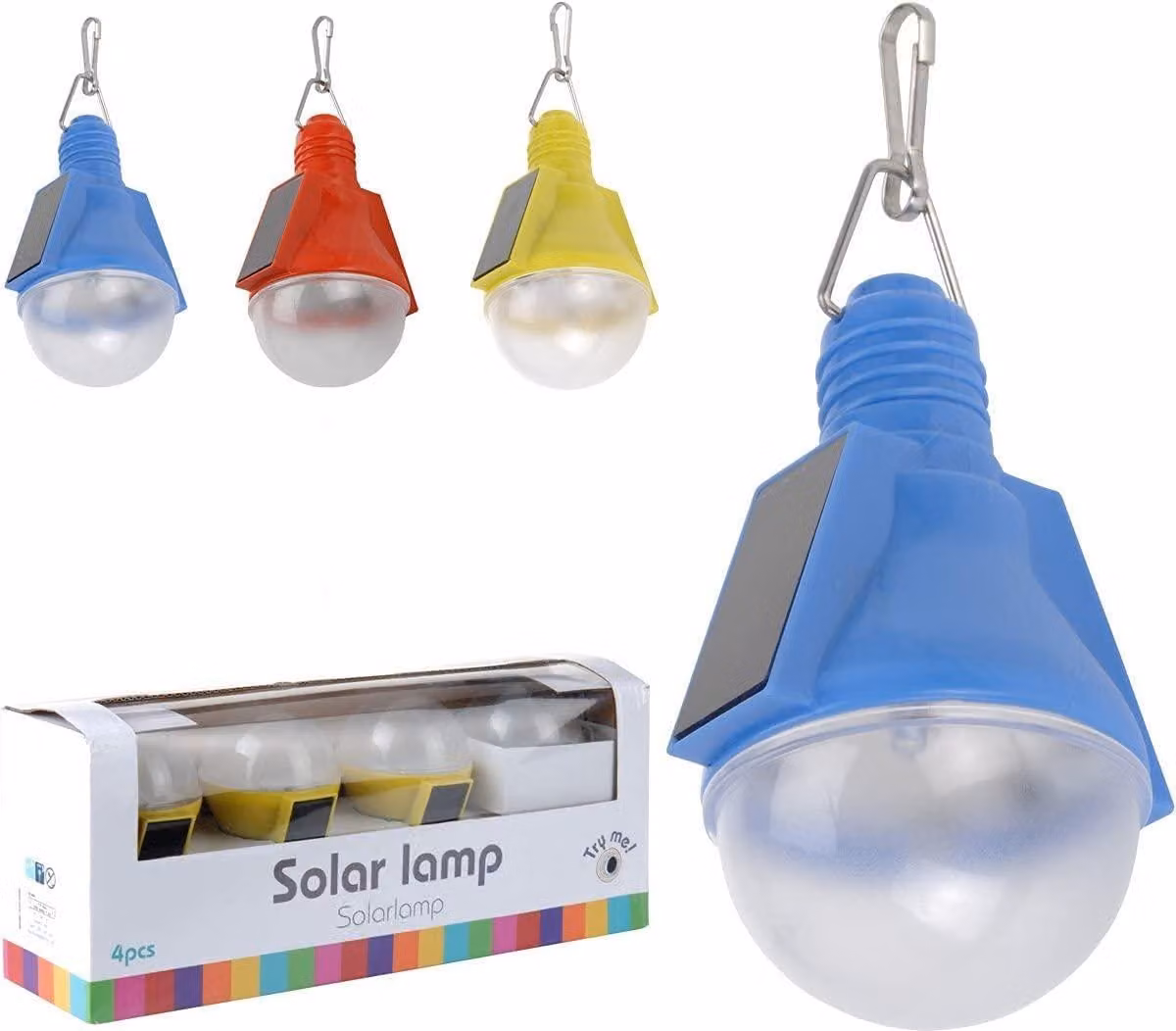Set di 4 lampade solari a LED, colore giallo, con 4 LED per lampada, incluse batterie