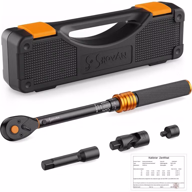 Chiave dinamometrica da 3/8 di pollice, con coppia da 5 a 60 Nm, e set di accessori per auto, moto e biciclette