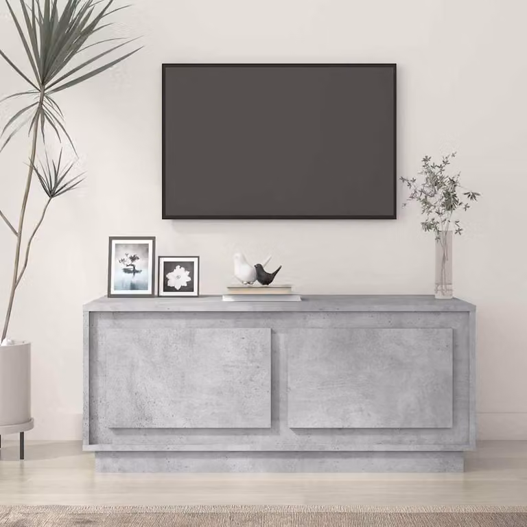 vidaXL Tavolino da salotto moderno in legno multistrato e composito, colore grigio cemento, L: 102 cm, P: 50 cm, H: 44 cm