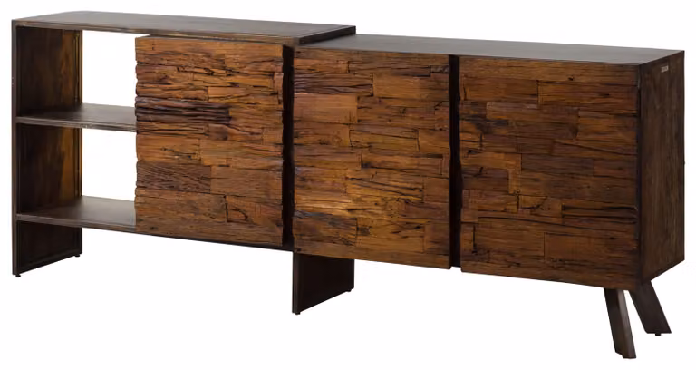 MASSIVMOEBEL24 | Credenza in legno di acacia / legno riciclato 205x40x83 laccato marrone SEVILLA #11