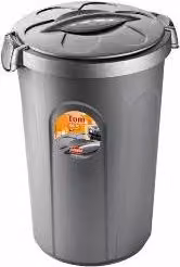 Bidone con coperchio a clip Tom Stefanplast Silver 46 l