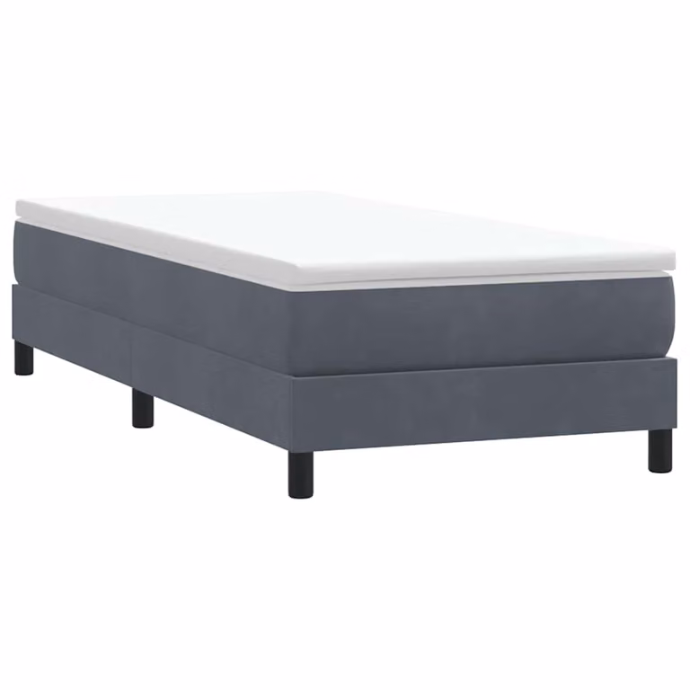 vidaXL Giroletto a Molle in Velluto Grigio senza Materasso L: 90 cm, H: 213 cm