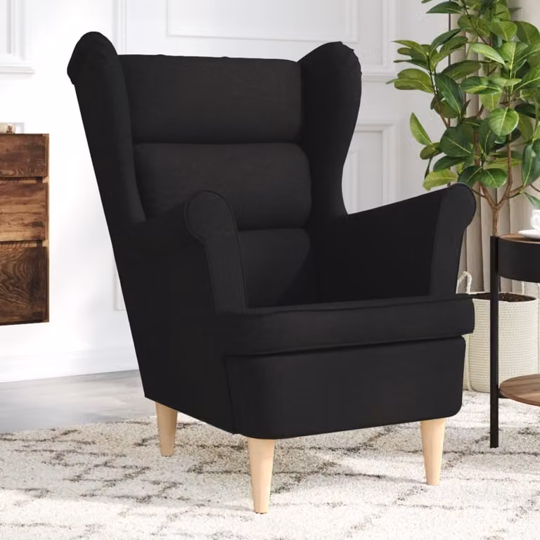 Maison Exclusive - Poltrona nera, 74x84x100 cm, rivestita in tessuto