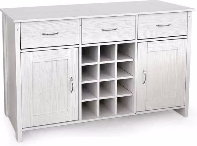 MOBILE IN LEGNO CON 3 CASSETTI E 2 SPORTELLI 124X40X80 CM COLORE BIANCO LEGNO
