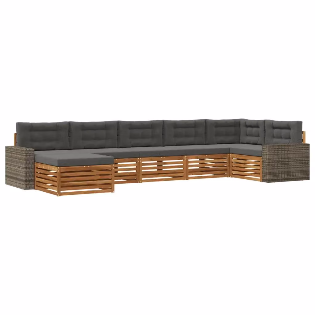 Set di divani da esterno a L vidaXL in legno di acacia con 7 pezzi, colore beige e antracite – 2