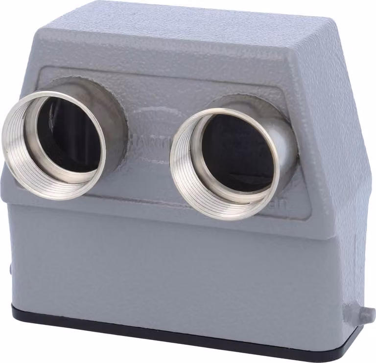 HARTING Han 16A Custodia con manicotto alta, 2xPG16 Uscita cavi frontale, per 1 staffa (nella parte inferiore) Raccordo a vite PG16