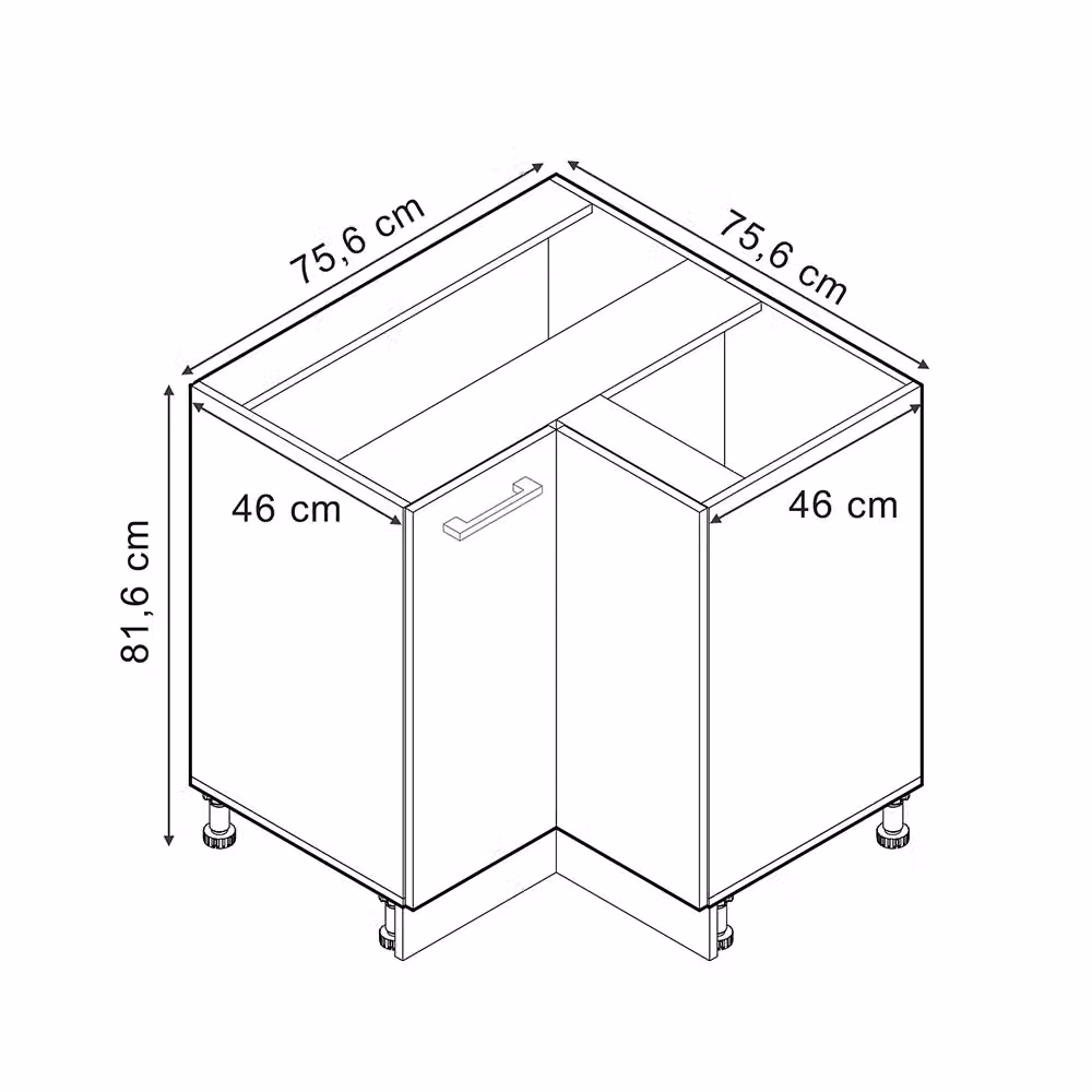Mobile ad angolo cucina Vicco R-Line Grigio e Rovere dorato con ante a soffietto L: 75.6 cm, H: 81.6 cm, P: 46.0 cm – 2
