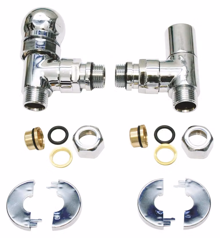 Kit termostatico 1/2" cromato per radiatori asciugamani, completo di manopola e tubo in rame da 14 mm