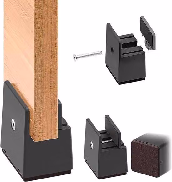 Set di 4 piedini regolabili per mobili, realizzati in robusta struttura in alluminio con rivestimento protettivo