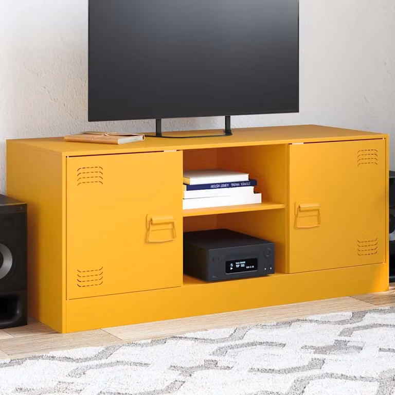 vidaXL Mobile Porta TV Giallo Senape 99x39x44 cm in Acciaio