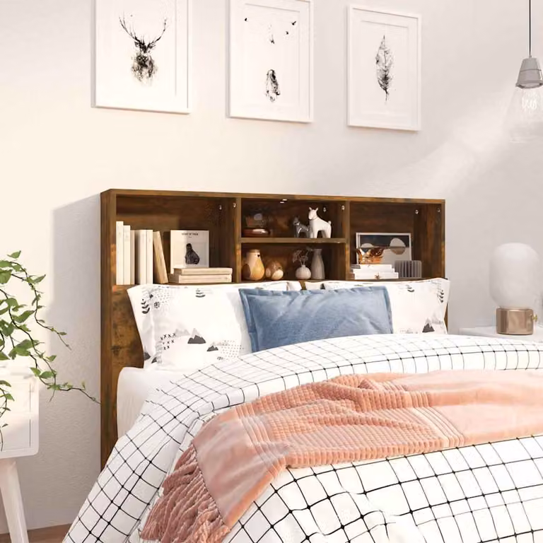 Testiera con scomparti integrati vidaXL in legno Rovere Fumo L: 120 cm, P: 19 cm, H: 103,5 cm