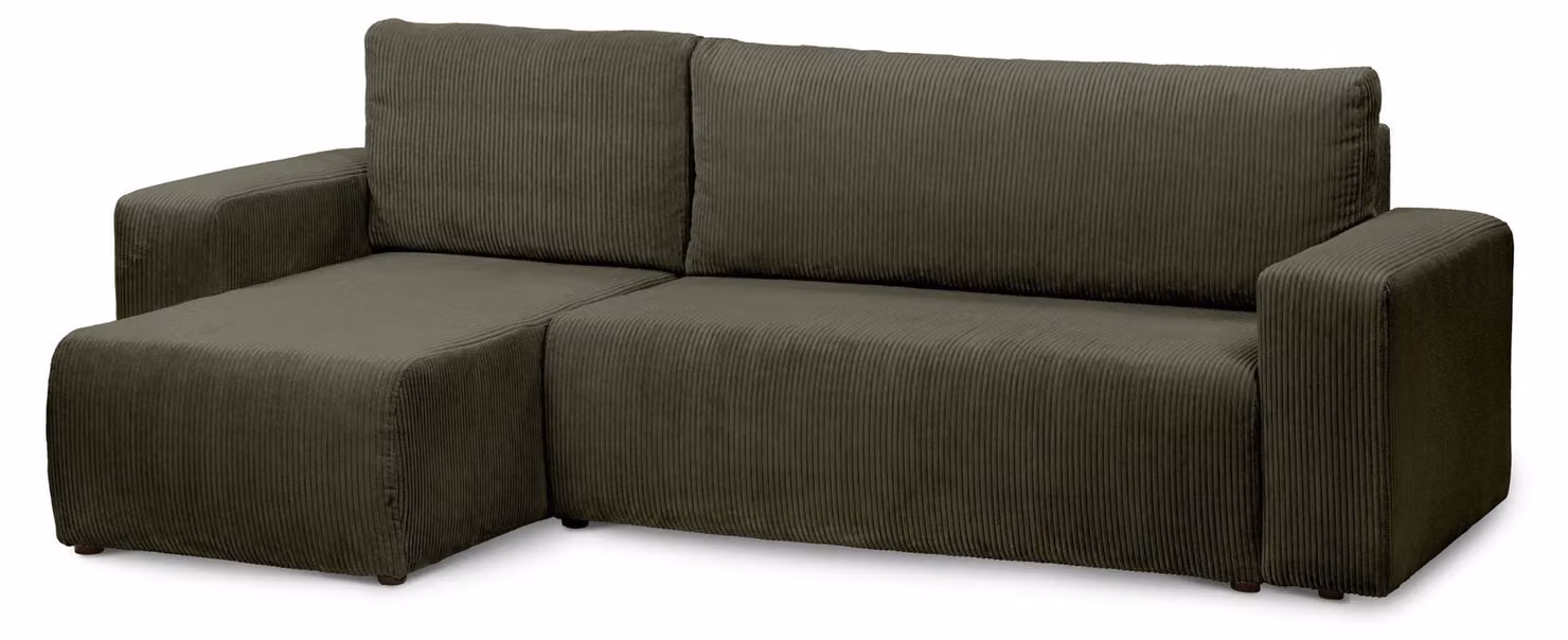 Divano a tre posti con funzione letto, modello Kingi, in legno di quercia verde