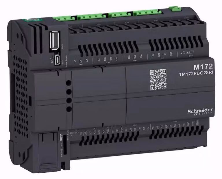 Controllore PLC Schneider Electric, Modicon M172 Performance, 28 I/O, Ethernet, Modbus, BACnet, Webvisu, 24 V CA/CC, isolato TM172PBG28RI