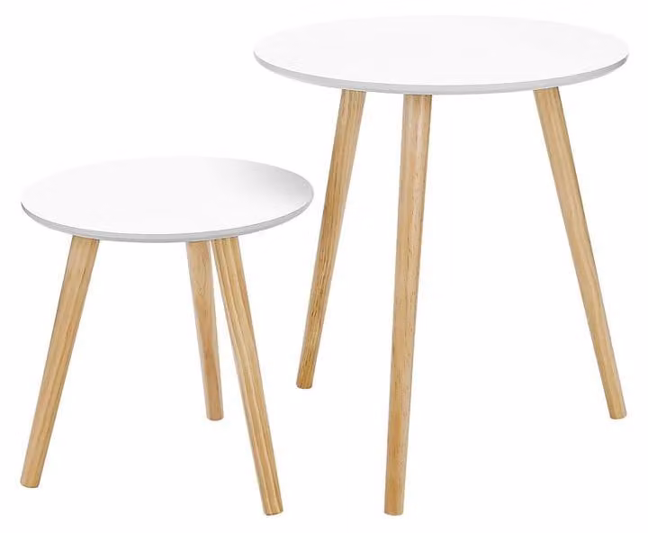 Tavolini rotondi – Tavolini da divano – Set da 2 pezzi – Bianco