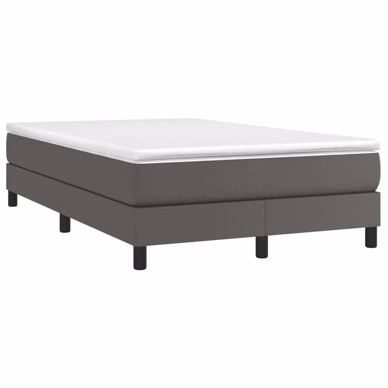 Giroletto a Molle con Materasso Grigio 120x190 cm in Pelle finta