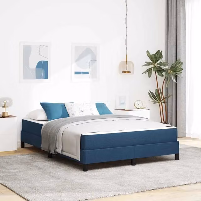 Letto a molle moderno vidaXL in tessuto blu con struttura in legno e metallo L: 160 cm, P: 200 cm, H: 280 cm – 1